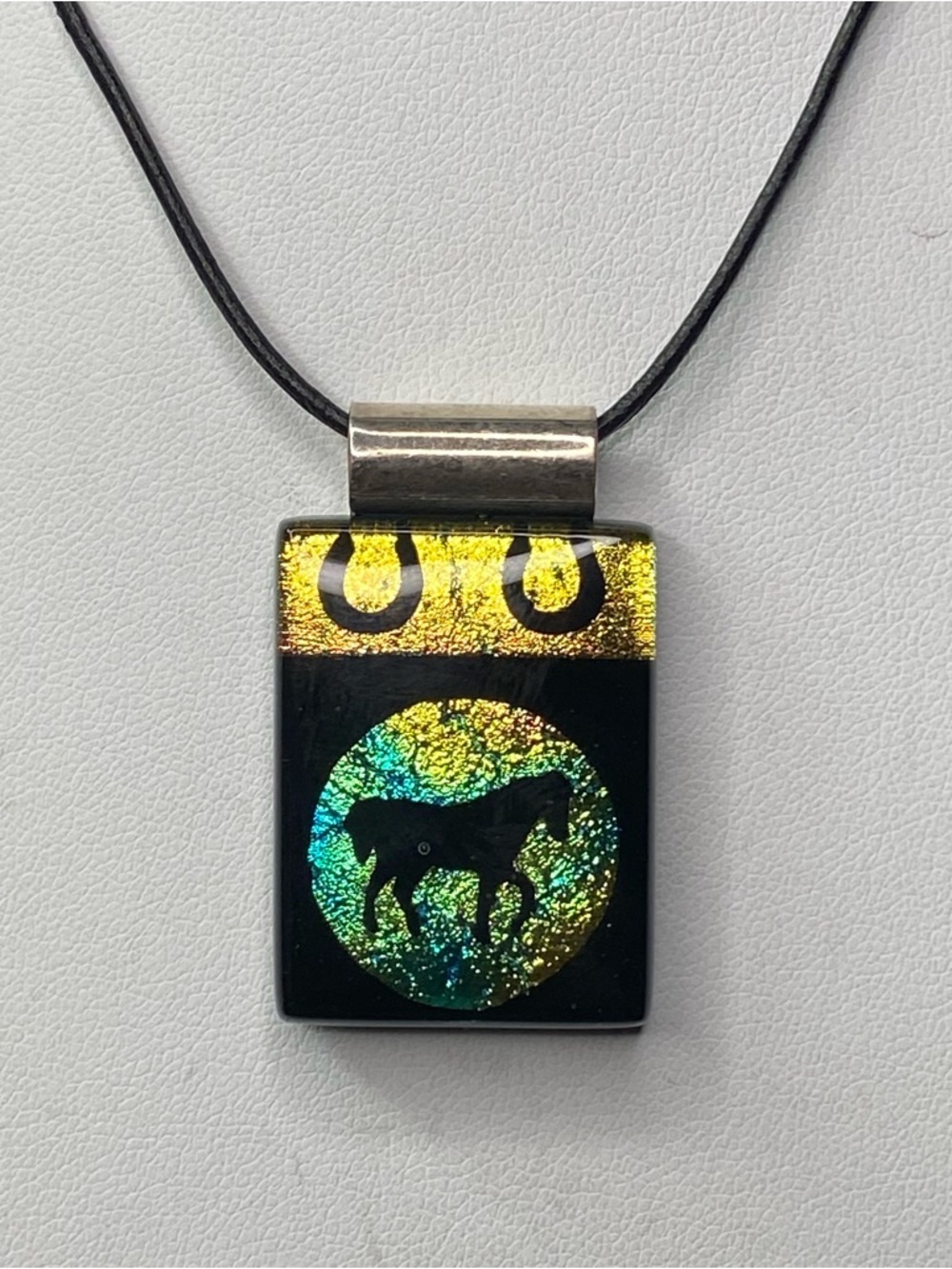 925 Sterling Glass Horse Pendant Necklace